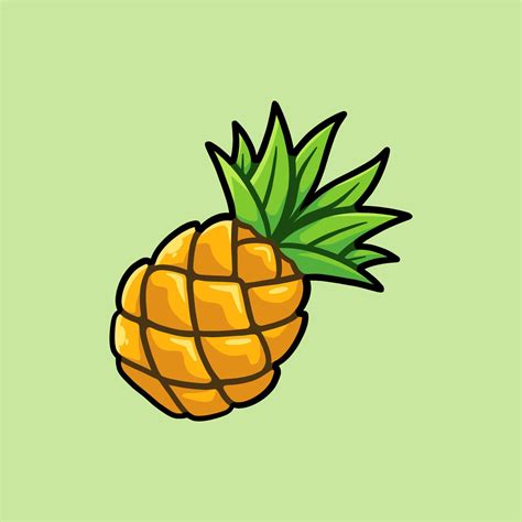 Fresh Pineapple Illustration Suitable For Decoration Sticker Icon