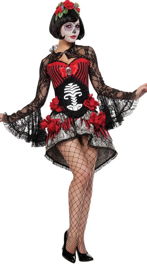 halloween purim party cosplay scary skeleton ghost bride costume woman adult mexican day of the
