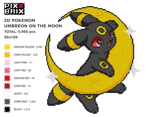 Umbreon On The Moon Pokemon Pixel Art Pix Brix Instructions Pix