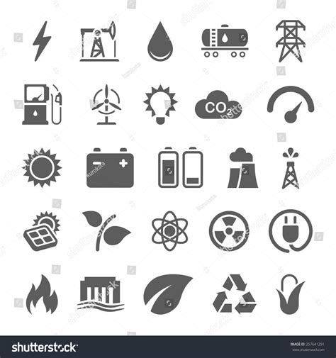 Energy Electricity Power Ecology Icons Stock Vector Royalty Free