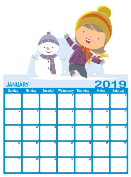 Best Calendar Cartoon Week January Illustrations Royalty Free Vector