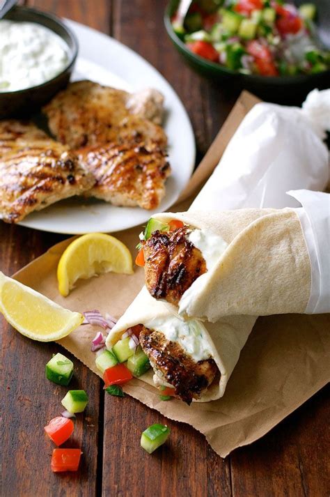 Greek Chicken Gyros With Tzatziki The Marinade For The Chicken Is So