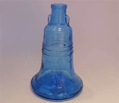 Blue Glass Liberty Bell Wheaton Bottle Collectible Vintage Etsy