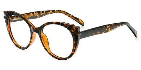 W2037 Round Cat Eye Tortoise Eyeglasses Frames Leoptique