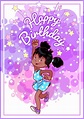 Greeting Birthday Card with a Happy African American Girl. Stock Vector ...