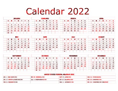 Calendar Of 2022 Example Calendar Printable