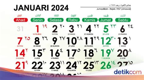 Link Kalender Hijriah 2024 Pdf Lengkap Dengan Weton Dan Tanggal Merah