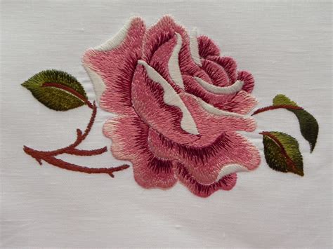 Satin Stitch Machine Embroidered Rose File Design On My Etsy Shop