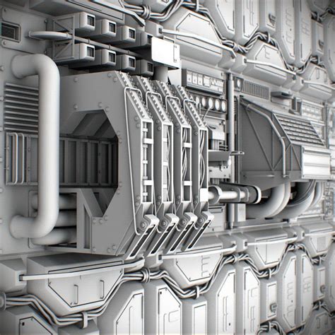 Sci Fi Wall Panel Kit 3d Model Download Obj Fbx 3ds Dae Lxo Lwo Max