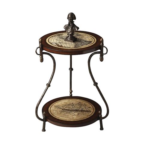 Butler Specialty Heritage Round Fossil Stone Map Accent Table