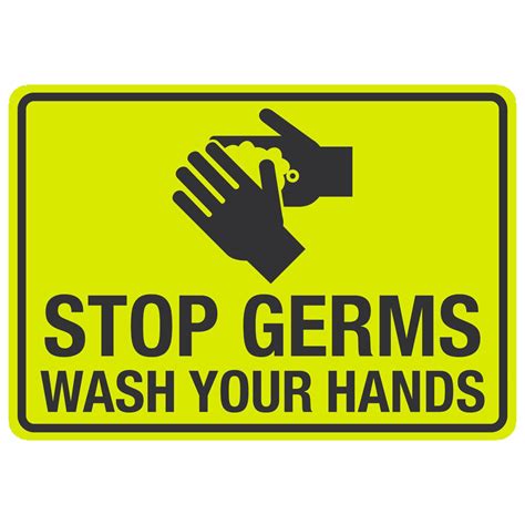 Stop Germs Wash Your Hands Engineer Grade Reflective Black Yellow
