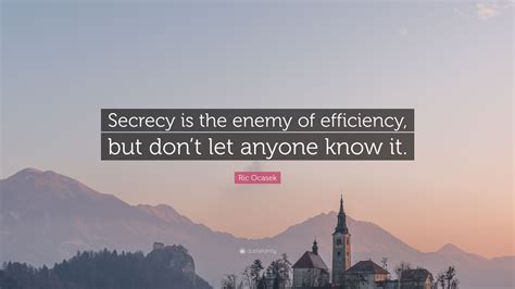 Ric Ocasek Quote Secrecy Is The Enemy Of Efficiency But Dont Let