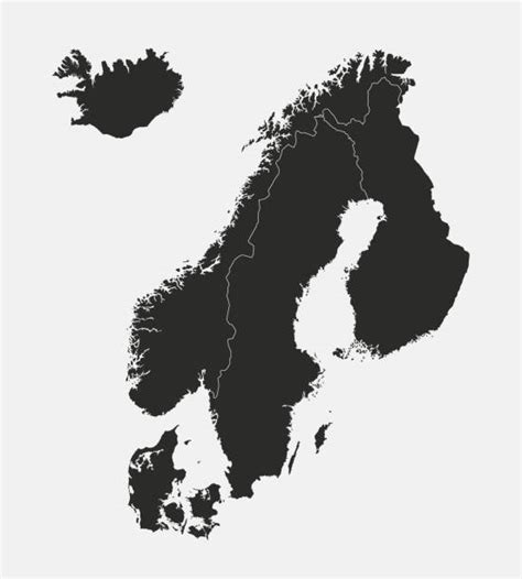 2200 Silhouette Of A Scandinavian Peninsula Map Illustrations