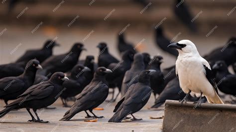 Premium Ai Image White Crow Among Black Crows Ai Generative