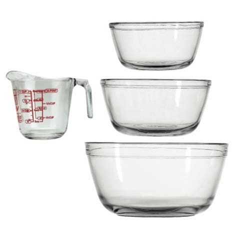 Anchor Hocking 4 Piece Mixing Bowl And Measuring Cup Set 4 Piece