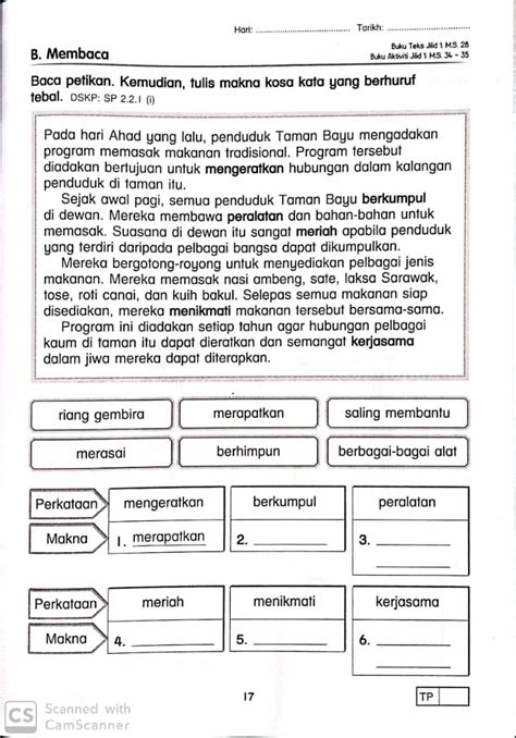 Dalam setiap ayat di bawah ini terdapat satu kesalahan penggunaan kata. Buku Latihan Bahasa Melayu Tahun 1