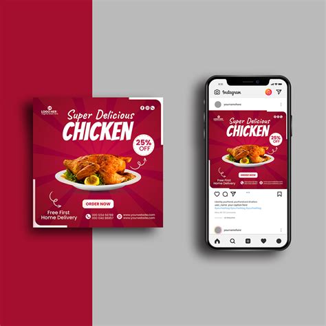 Creative Food Social Media Instagram Post Design Template Masterbundles