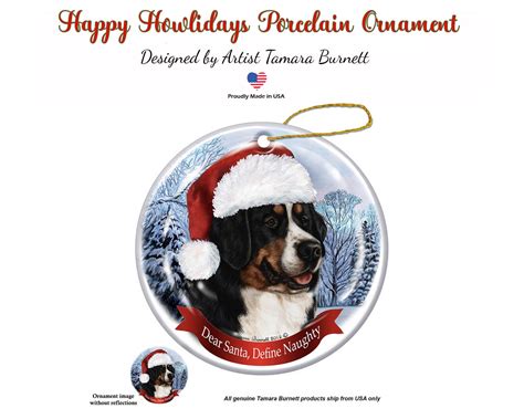 Holiday Pet Ts Bernese Mountain Dog Santa Hat Dog Porcelain Etsy