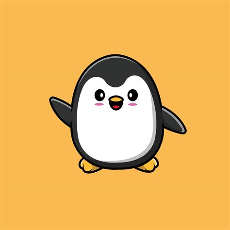 Cute Penguin Waving Hand Cartoon Vector Icon Illustration Animal Icon