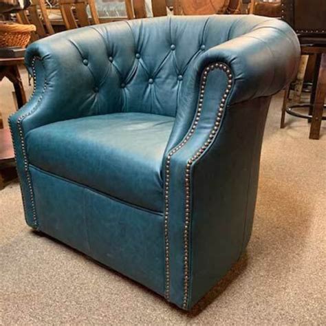 Have You Seen This Turquoise Tufted Leather Swivel Chair This Swivel