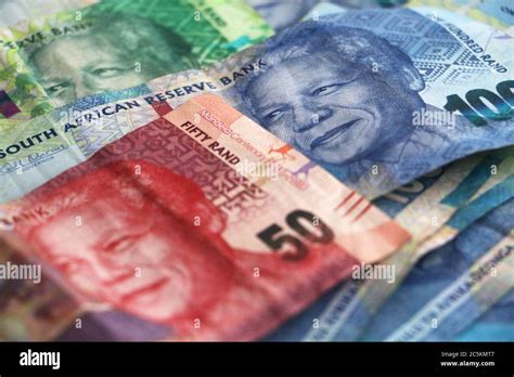 Close Up Of South African Money Notes Isolated On A White Background