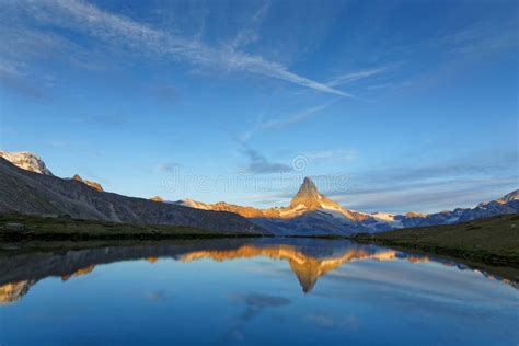 Matterhorn Summit Reflecting On A Mountain Lake Stock Image Image Of