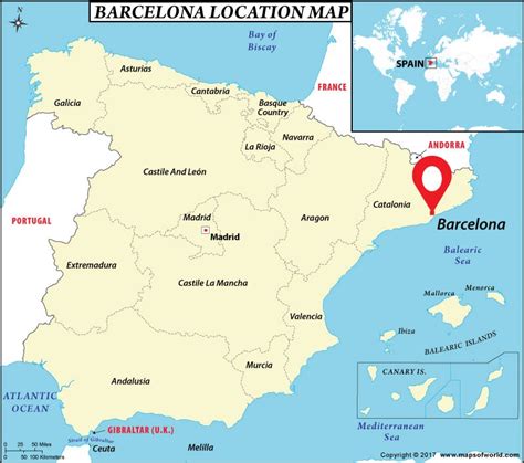 Highlighted Map Of Spain With Barcelona