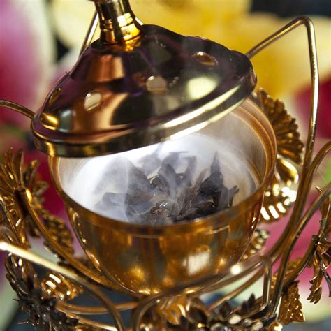 Golden Floral Electric Oud Incense Burner for smudging with elegance