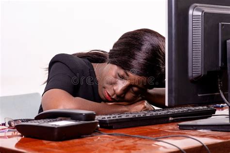 tired mature business woman sleeping in the office stock image image of face internet 235620273