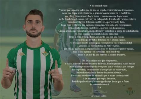 Betis Deportivo Carta De Despedida De David Ramos