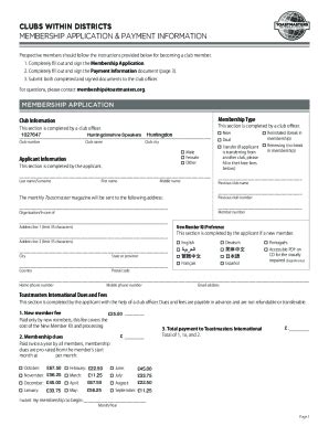 Fillable Online Goddard Toastmasters Membership Application