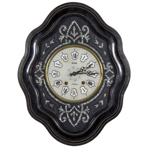 French Bakers Wall Clock With Mother Of Pearl Inlay Late 19th Century From A Unique