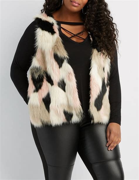 Charlotte Russe Plus Size Multicolor Faux Fur Sweater Vest Selena
