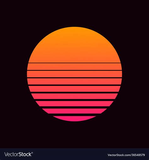 Retro Sun In 80s Style Retrowave Synthwave Vector Image