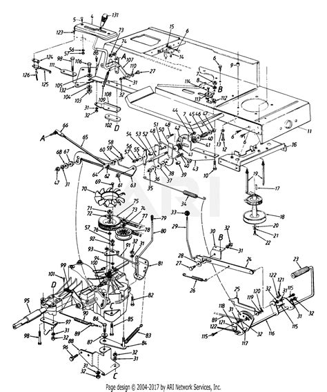 Mtd 133k606f190 Lt 125 1993 Parts Diagram For Brake And Frame Assembly