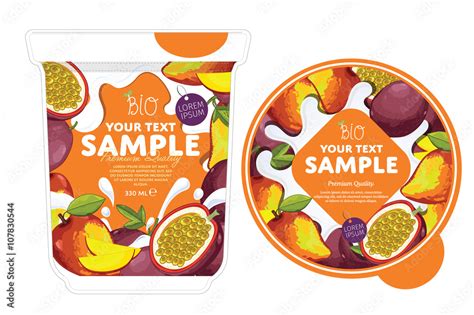 Passion Fruit Mango Yogurt Packaging Design Template Yogurt Splash On