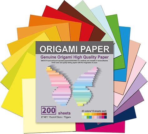 Buy Origami Paper 200 Sheets 20 Vivid Colors Double Sided Colors Make