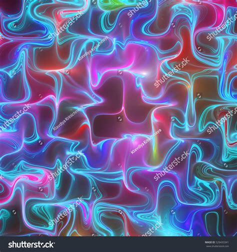 Abstract Glowing Waves Psychedelic Fractal Texture Stock