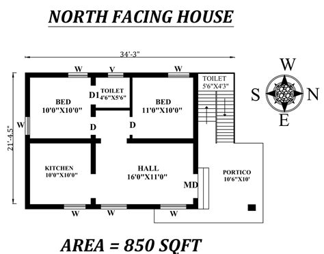 37 2bhk House Plan Design North Facing