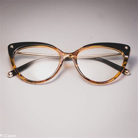 Cat Eye Glasses Frames Plastic Titanium Women Trending Rivet Sty Hesheonline Square
