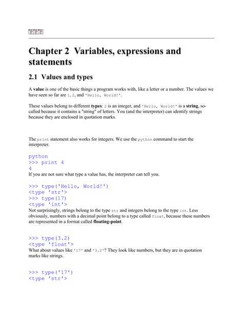 Variables Expressions And Statements