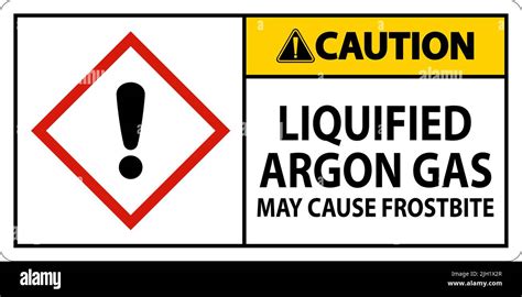 Caution Liquified Argon Gas Ghs Sign On White Background Stock Vector