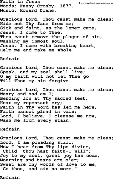 Hymns About Gods Forgiveness Title Faith In Jesus Lyrics With Pdf