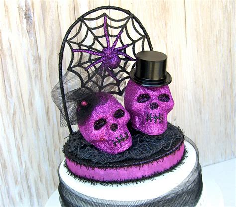 Halloween Wedding Cake Topper Halloween Wedding Cake Topper Skulls Ooak Black And Jason Martin