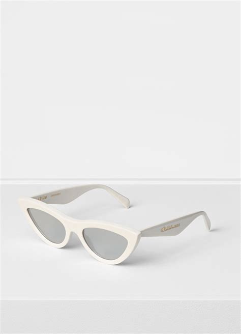Céline Optic White Cat Eye Sunglasses In Acetate With Mirror Lenses