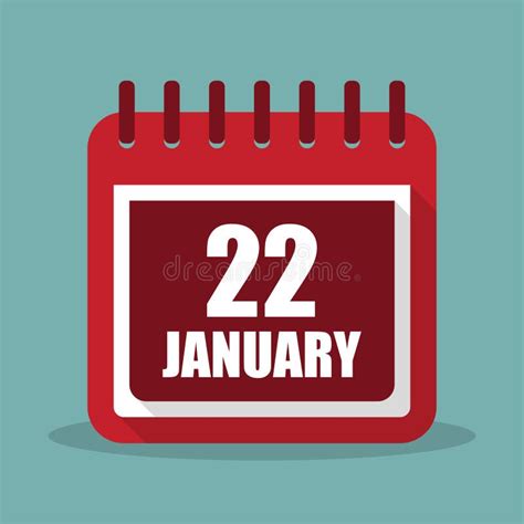 Calendar With 22 January In A Flat Design Vector Illustration Stock