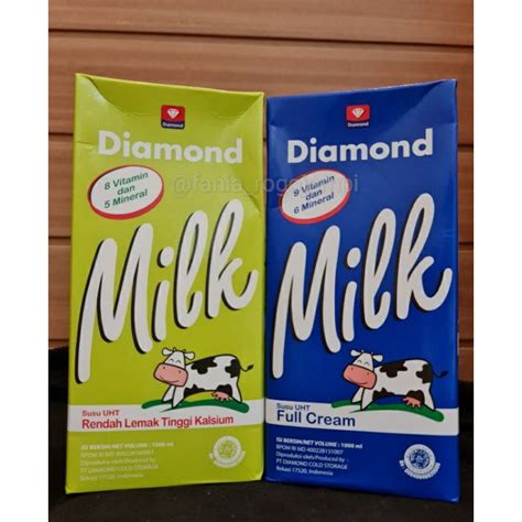 jual susu cair diamond uht 1 liter full cream low fat rendah lemak shopee indonesia