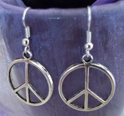 Groovy Set Of Peace Sign Earrings Large Quarter Size Charms