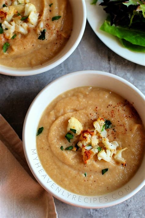 Creamy Roasted Cauliflower Soup My Heavenly Recipes
