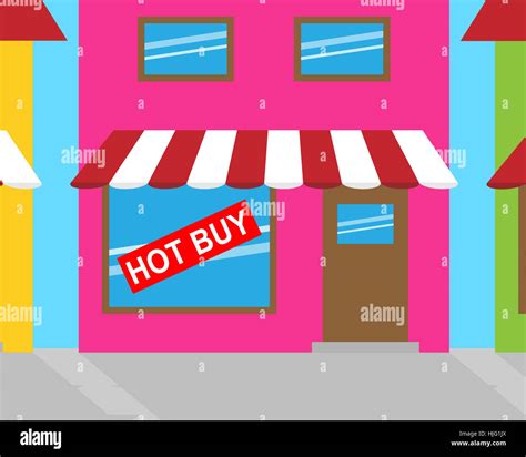 Hot Buy Sign In Shop Window Shows Cheap Bargains 3d Illustration Stock